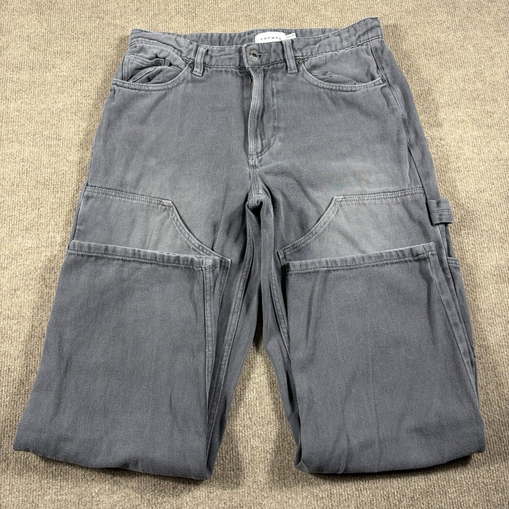 Topman Light Wash Straight Fit Carpenter Jeans Men's Size‎ 32x30 Color Gray